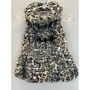 Little Lass  Adorable Leopard Faux Fur Sleeveless Top Infants size 24 mos